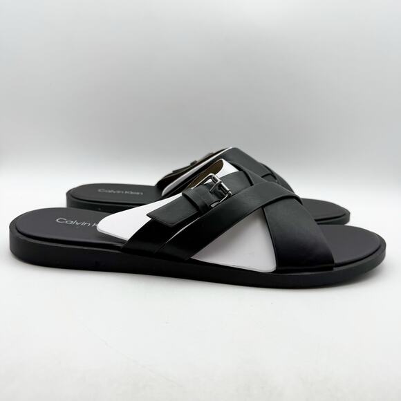 Calvin Klein Mens Elon Slip On Sandals US 13 M Black Vegan Leather NIB - Picture 3 of 12